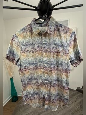VINTAGE/Short-Sleeve Printed Camp Shirt - Multi-Color